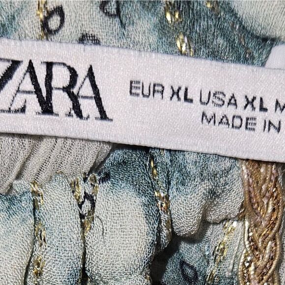 ZARA Women's A-Line Tie Dye Gold Thread Sleeveless Mini Dress. SIZE XL - Picture 12 of 16